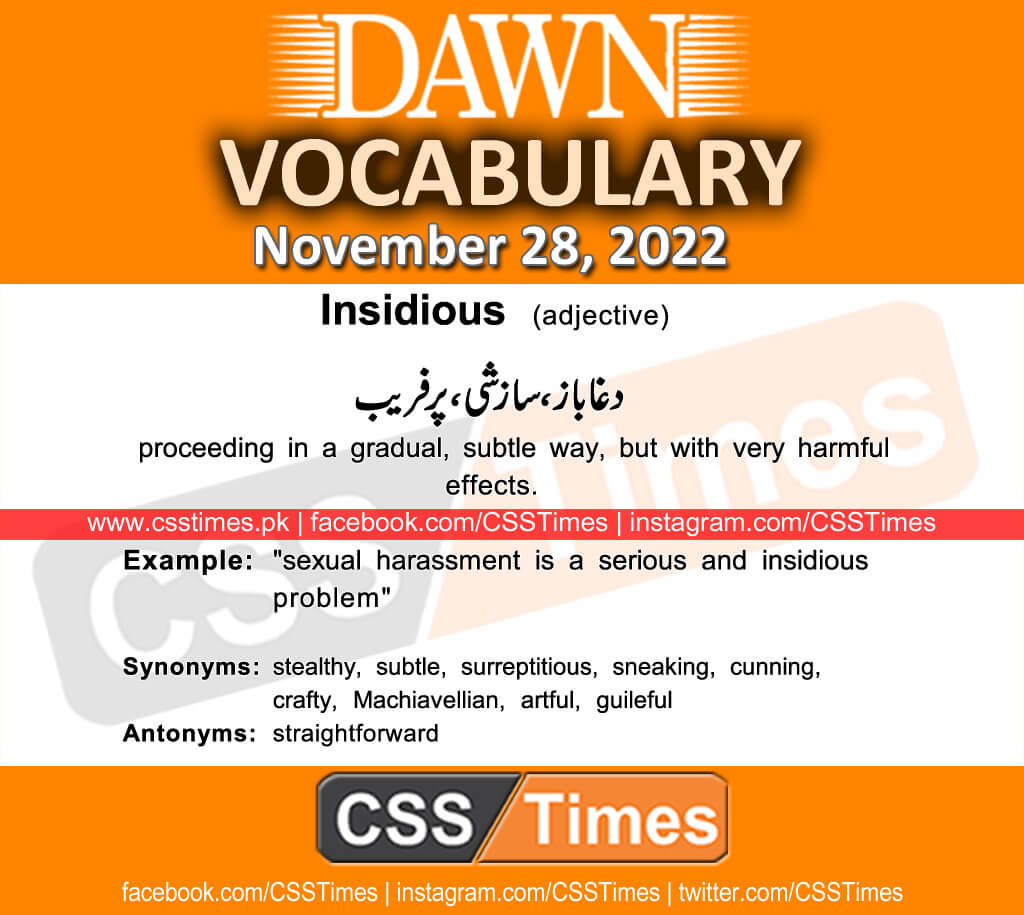 Daily DAWN News Vocabulary with Urdu Meaning (28 November 2022)