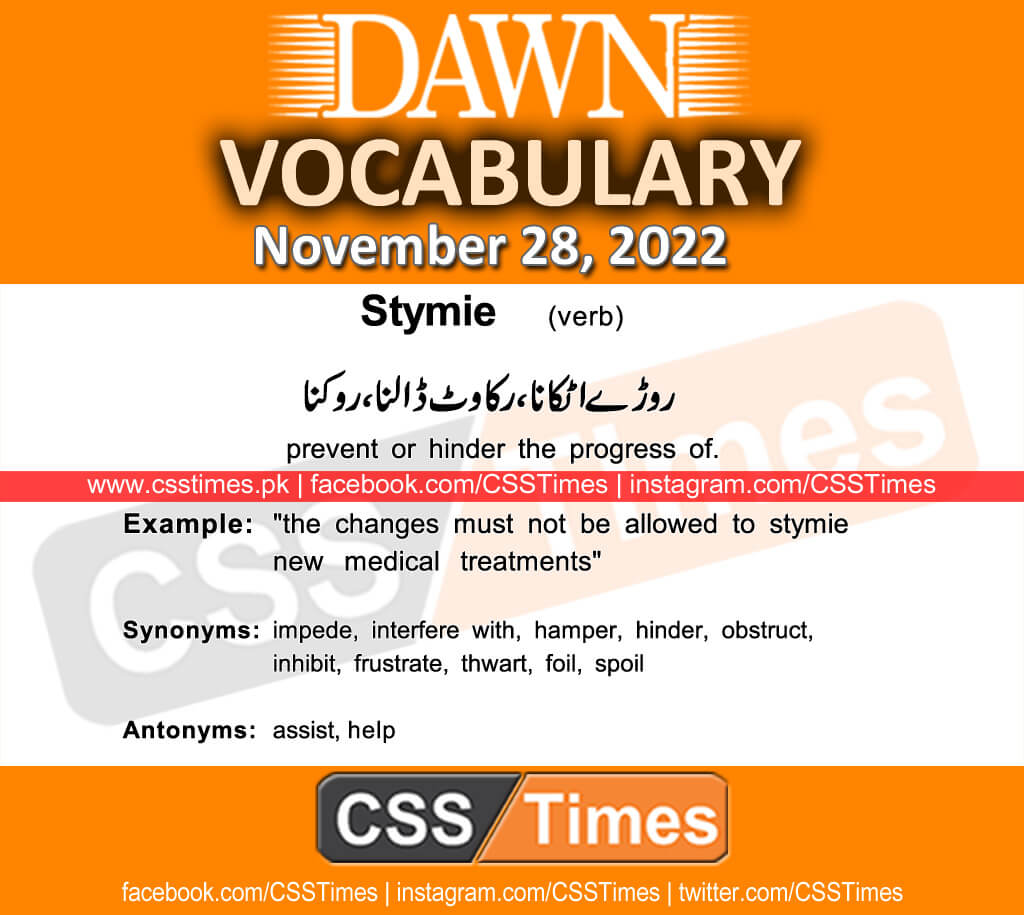 Daily DAWN News Vocabulary with Urdu Meaning (28 November 2022)