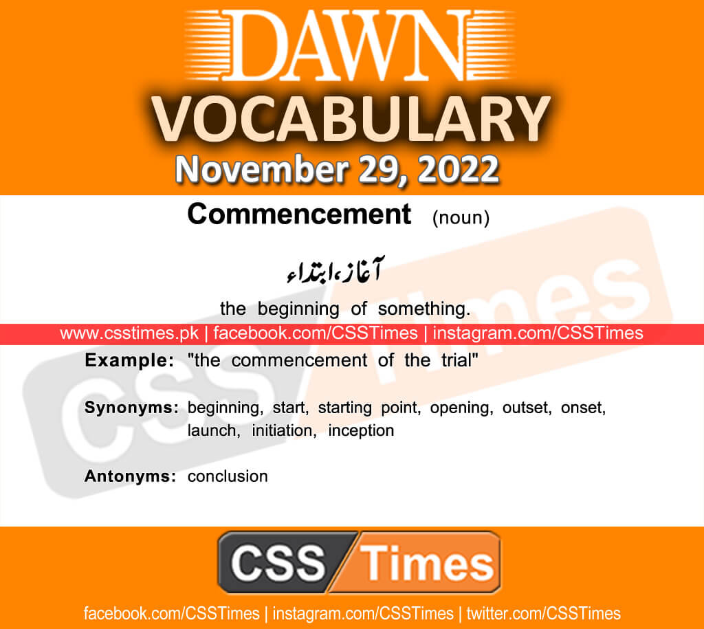 Daily DAWN News Vocabulary with Urdu Meaning (29 November 2022)