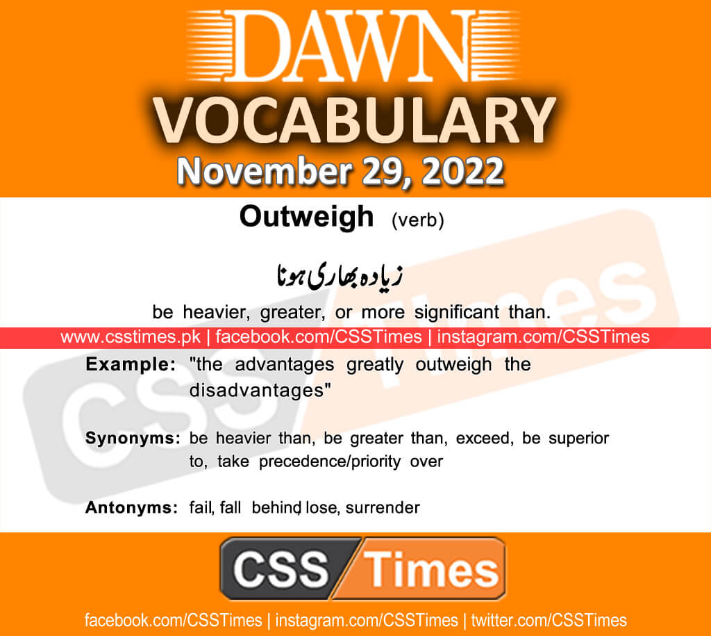 Daily DAWN News Vocabulary with Urdu Meaning (29 November 2022)