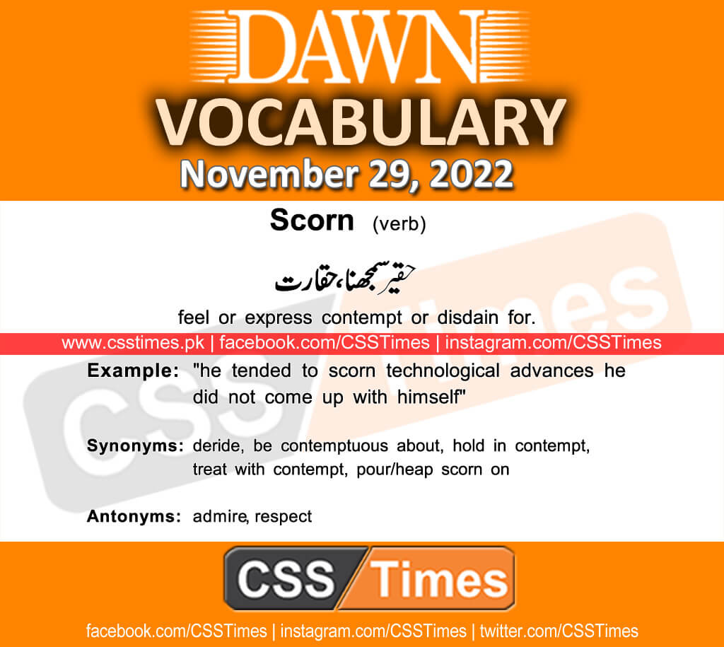 Daily DAWN News Vocabulary with Urdu Meaning (29 November 2022)