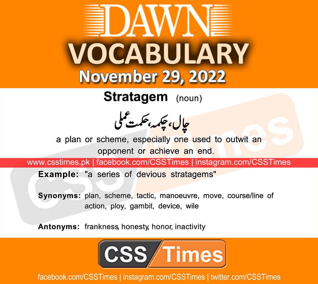 Daily DAWN News Vocabulary with Urdu Meaning (29 November 2022)