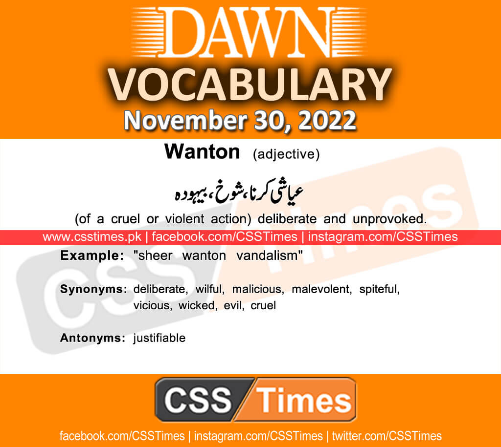 Daily DAWN News Vocabulary with Urdu Meaning (30 November 2022)