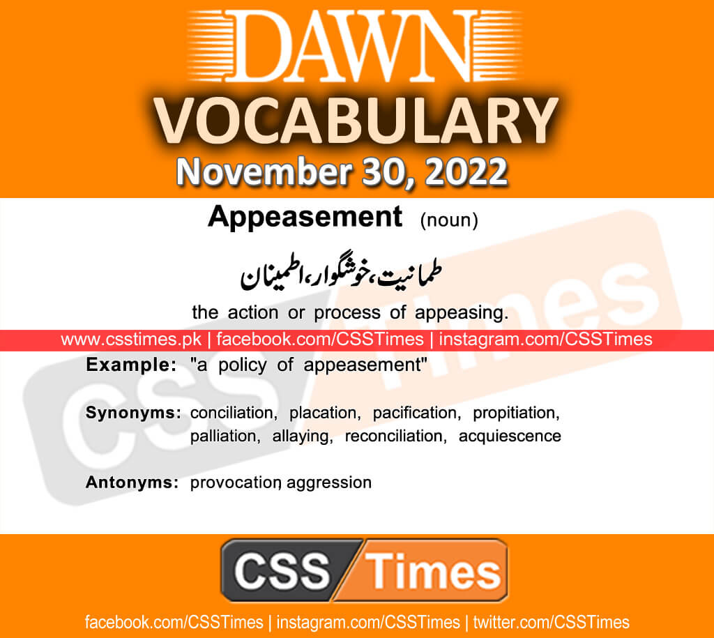 Daily DAWN News Vocabulary with Urdu Meaning (30 November 2022)