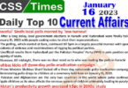 Daily Top-10 Current Affairs MCQs / News (Jan 16 2023) for CSS