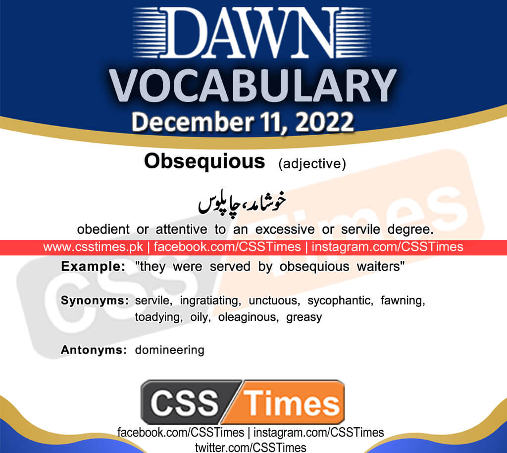 Daily DAWN News Vocabulary with Urdu Meaning (11 December 2022)