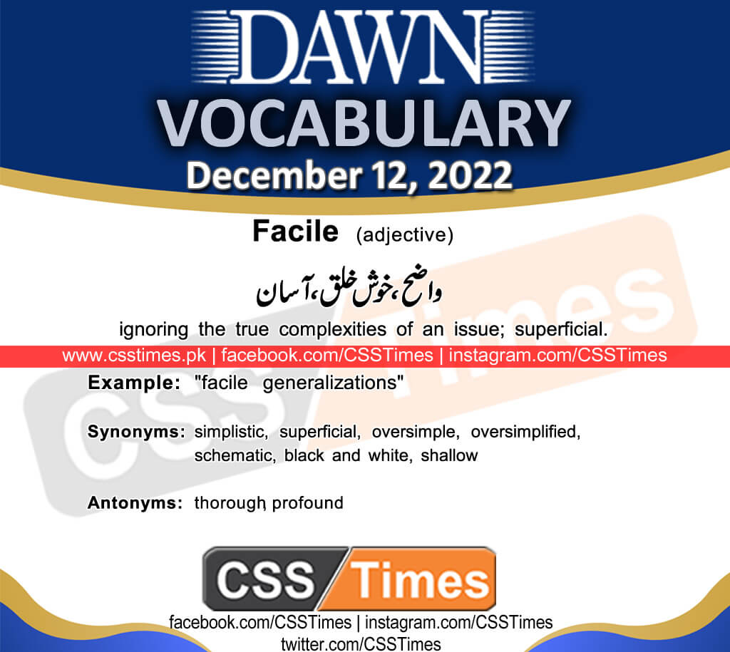 Daily DAWN News Vocabulary with Urdu Meaning (12 December 2022)