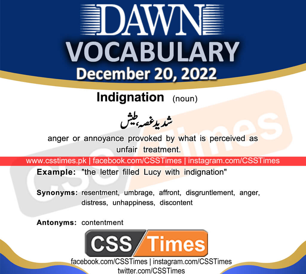 Daily DAWN News Vocabulary with Urdu Meaning (20 December 2022)