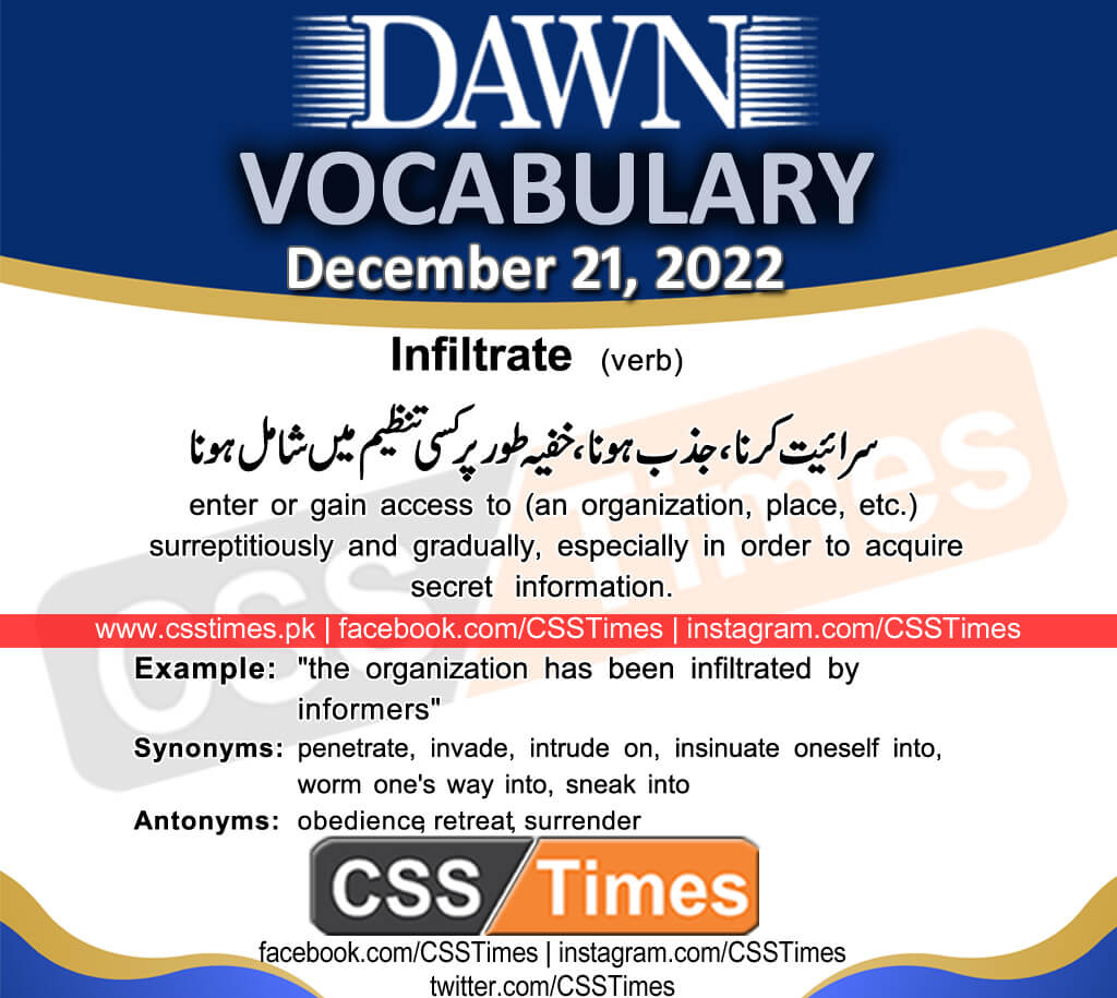 Daily DAWN News Vocabulary with Urdu Meaning (21 December 2022)