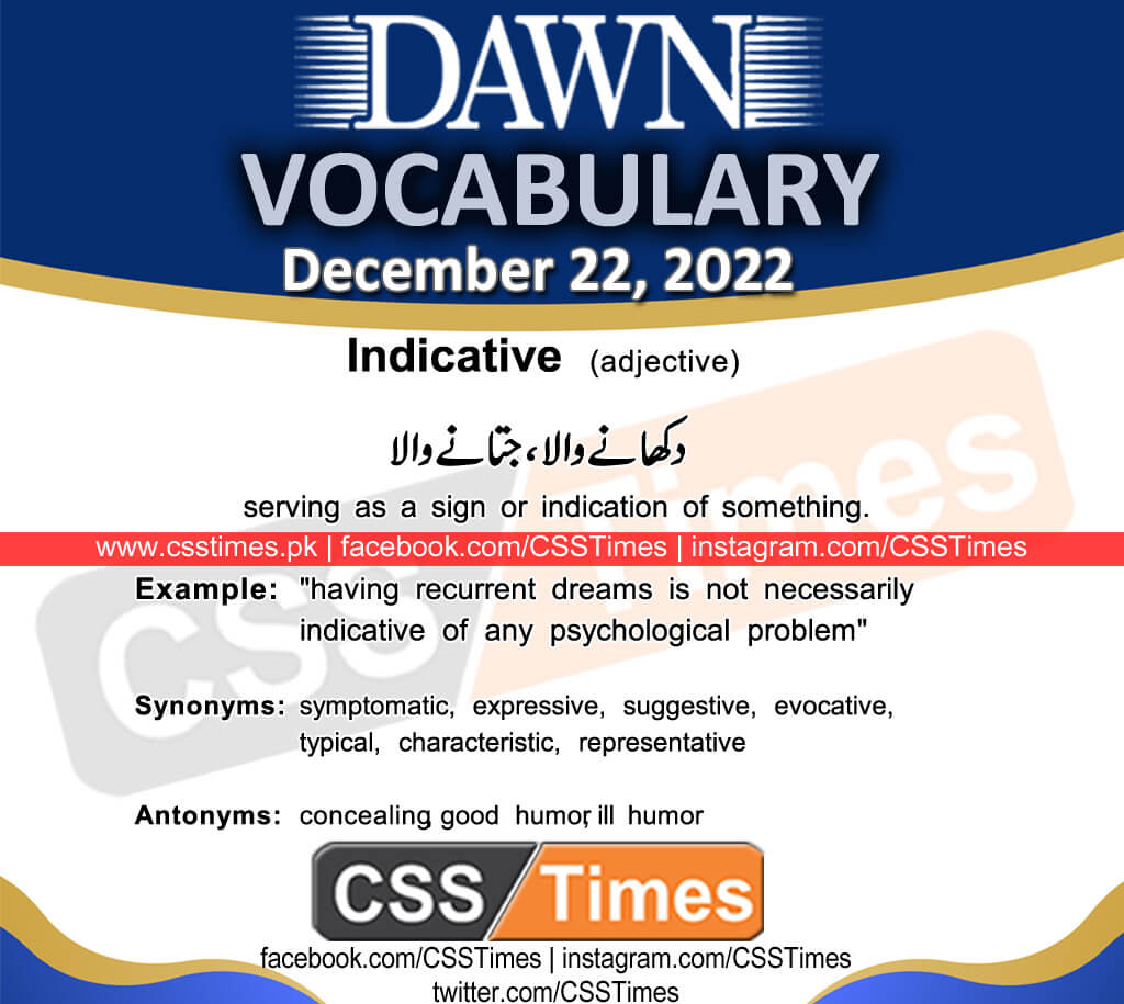 Daily DAWN News Vocabulary with Urdu Meaning (22 December 2022)
