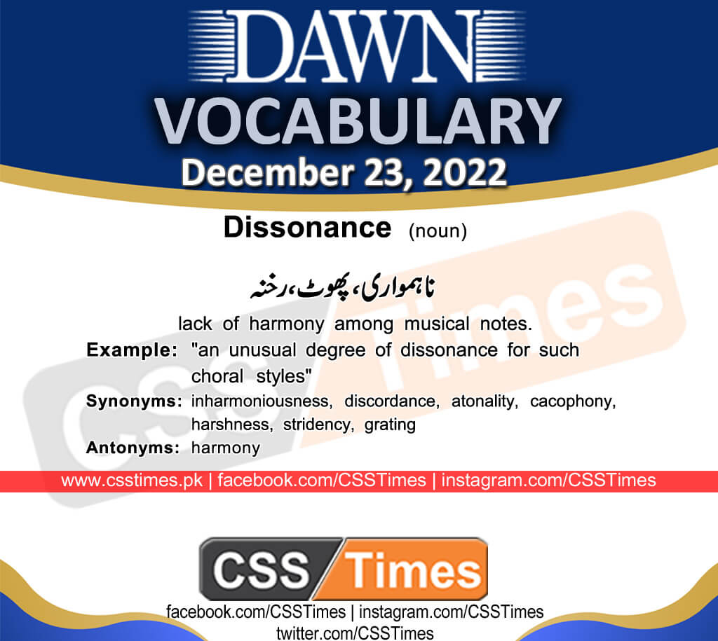 Daily DAWN News Vocabulary with Urdu Meaning (23 December 2022)