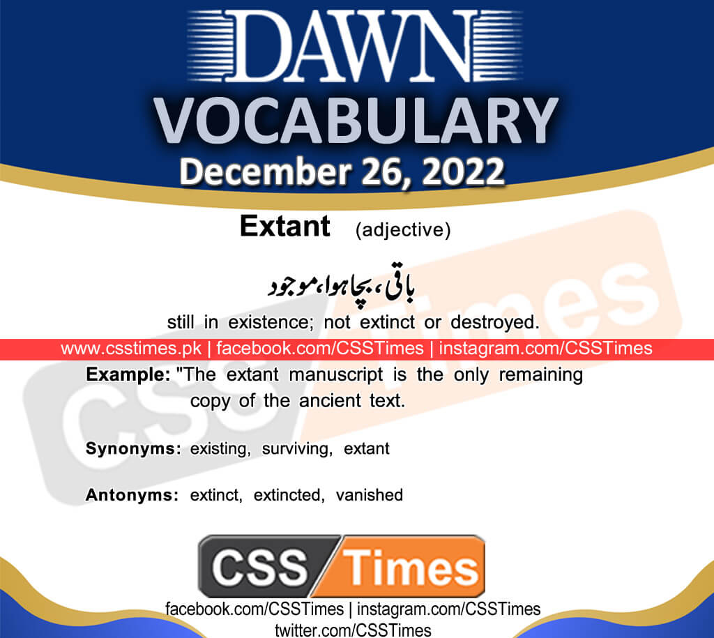 Daily DAWN News Vocabulary with Urdu Meaning (26 December 2022)
