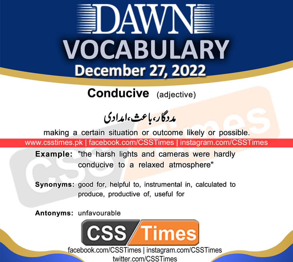 Daily DAWN News Vocabulary with Urdu Meaning (27 December 2022)