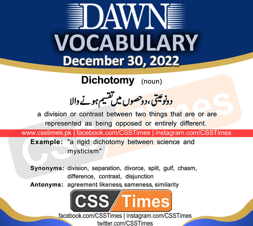 Daily DAWN News Vocabulary with Urdu Meaning (30 December 2022)