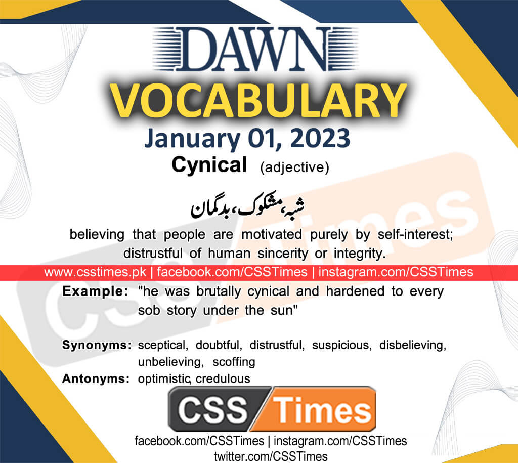 Daily DAWN News Vocabulary with Urdu Meaning (01 January 2023)