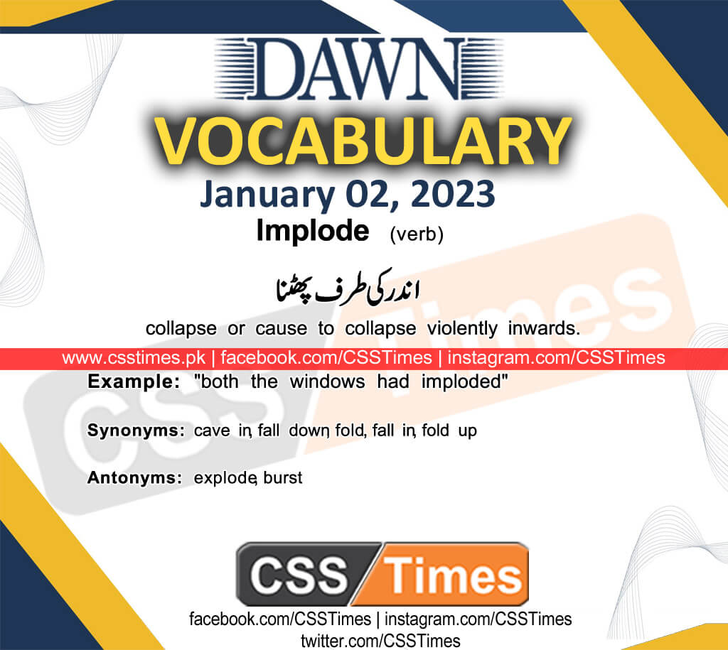 Daily DAWN News Vocabulary with Urdu Meaning (02 January 2023)