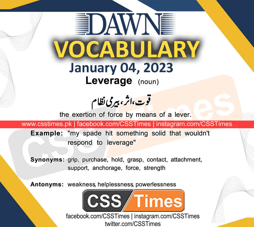 Daily DAWN News Vocabulary with Urdu Meaning (04 January 2023)