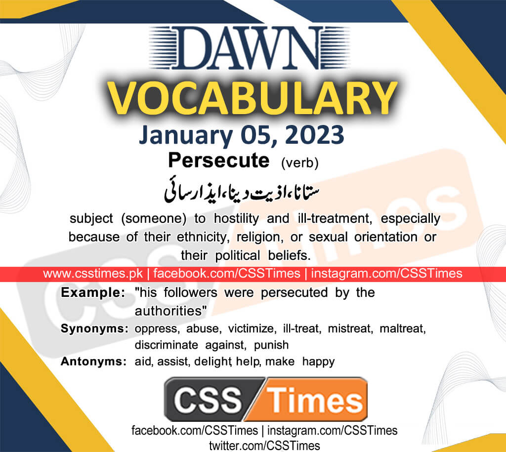 Daily DAWN News Vocabulary with Urdu Meaning (05 January 2023)