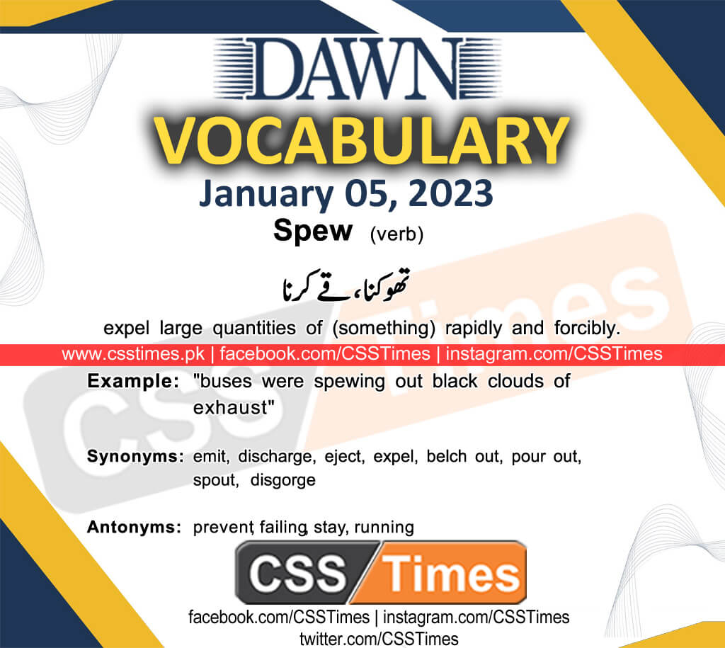 Daily DAWN News Vocabulary with Urdu Meaning (05 January 2023)