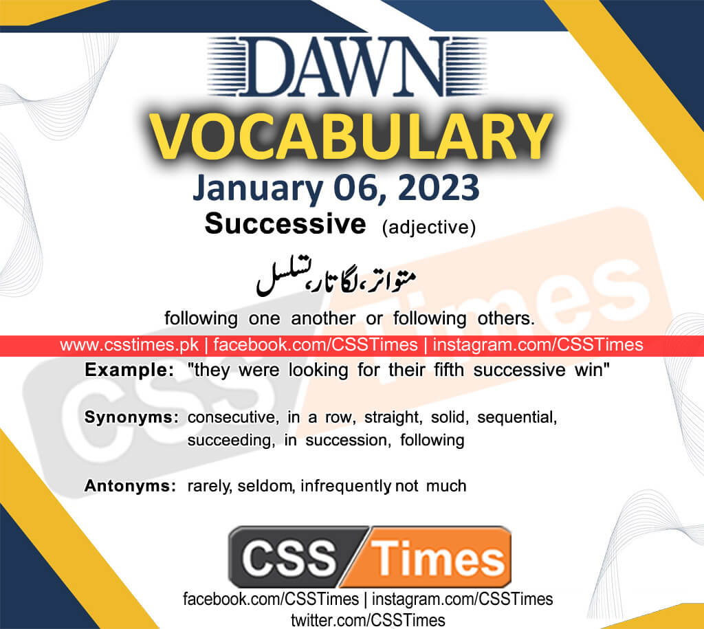 Daily DAWN News Vocabulary with Urdu Meaning (06 January 2023)