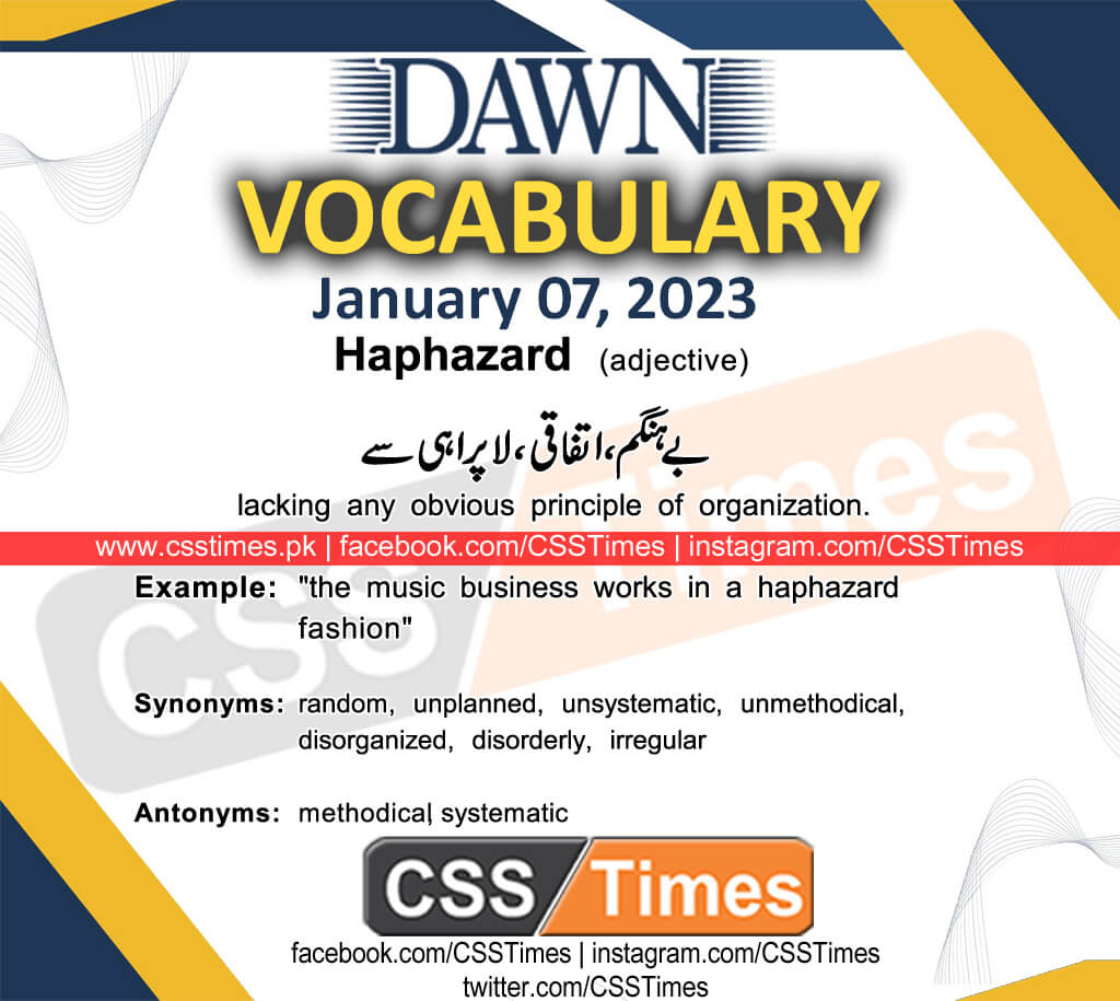 Daily DAWN News Vocabulary with Urdu Meaning (07 January 2023)