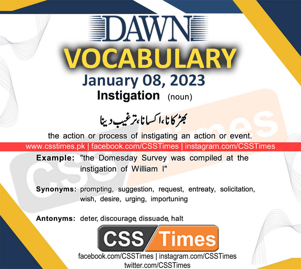 Daily DAWN News Vocabulary with Urdu Meaning (08 January 2023)