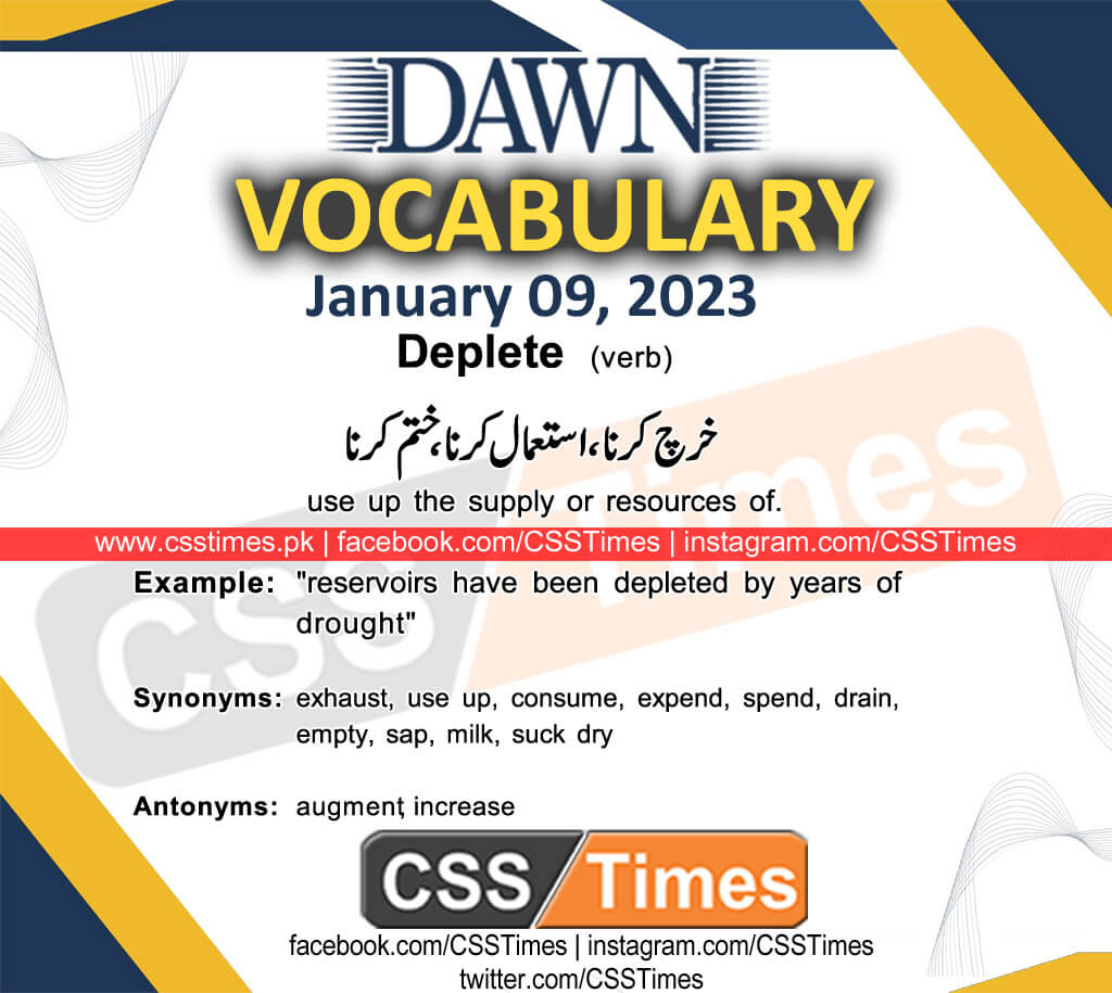 Daily DAWN News Vocabulary with Urdu Meaning (09 January 2023)