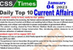 Daily Top-10 Current Affairs MCQs / News (Jan 04 2023) for CSS