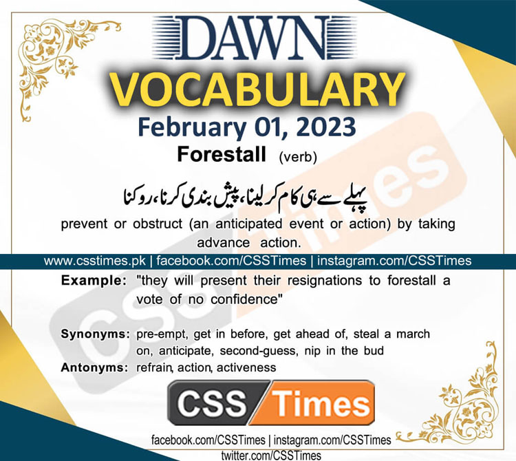 Daily DAWN News Vocabulary with Urdu Meaning (01 February 2023)