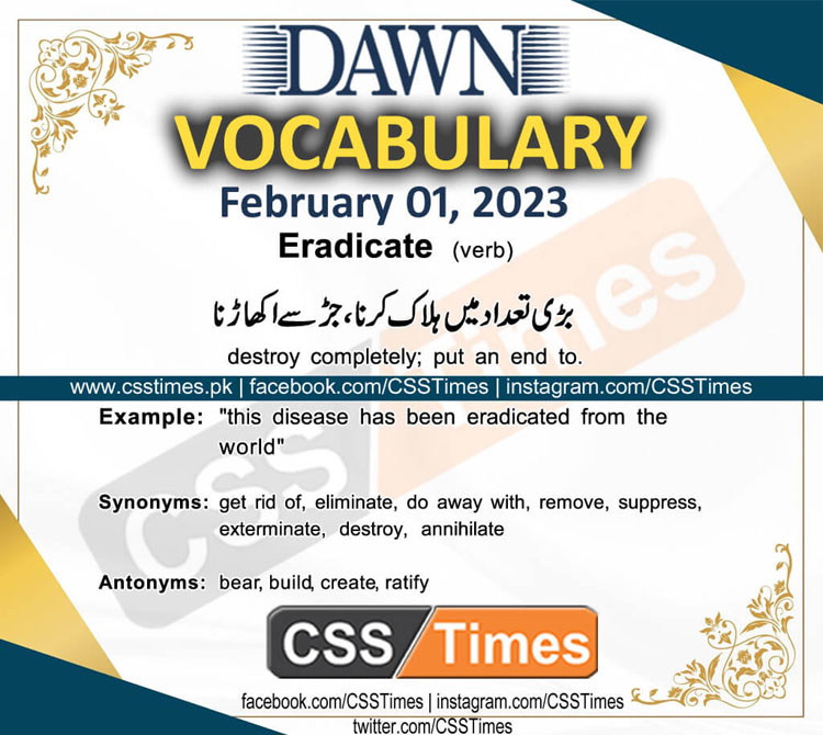 Daily DAWN News Vocabulary with Urdu Meaning (01 February 2023)