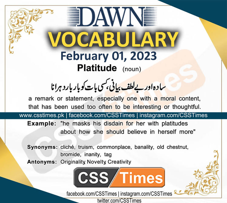 Daily DAWN News Vocabulary with Urdu Meaning (01 February 2023)