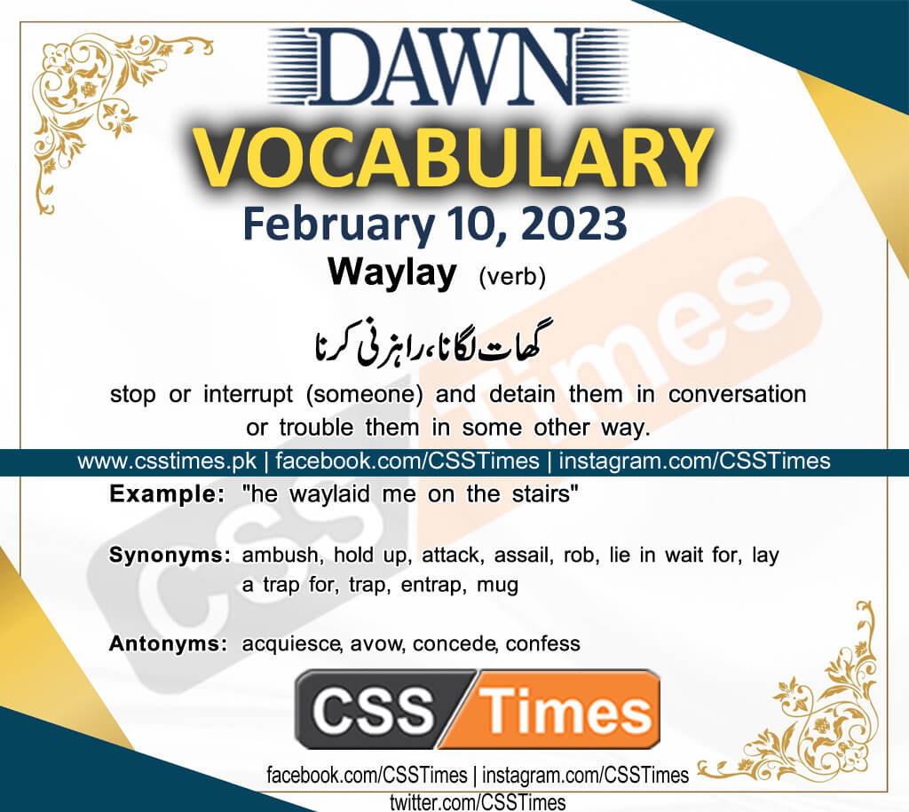 Daily DAWN News Vocabulary with Urdu Meaning (10 February 2023)