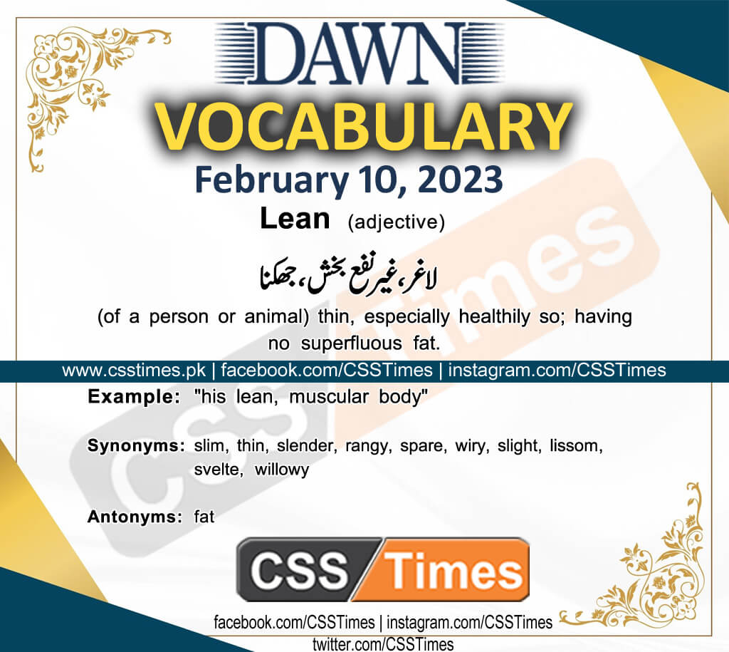 Daily DAWN News Vocabulary with Urdu Meaning (10 February 2023)