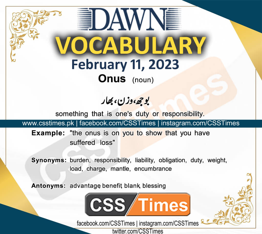 Daily DAWN News Vocabulary with Urdu Meaning (11 February 2023)