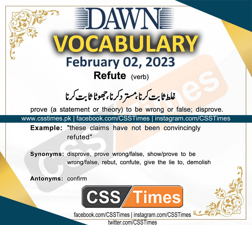 Daily DAWN News Vocabulary with Urdu Meaning (02 February 2023)