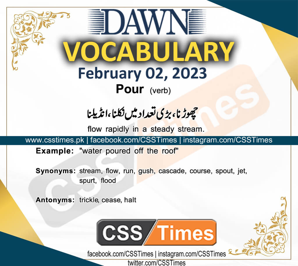 Daily DAWN News Vocabulary with Urdu Meaning (02 February 2023)