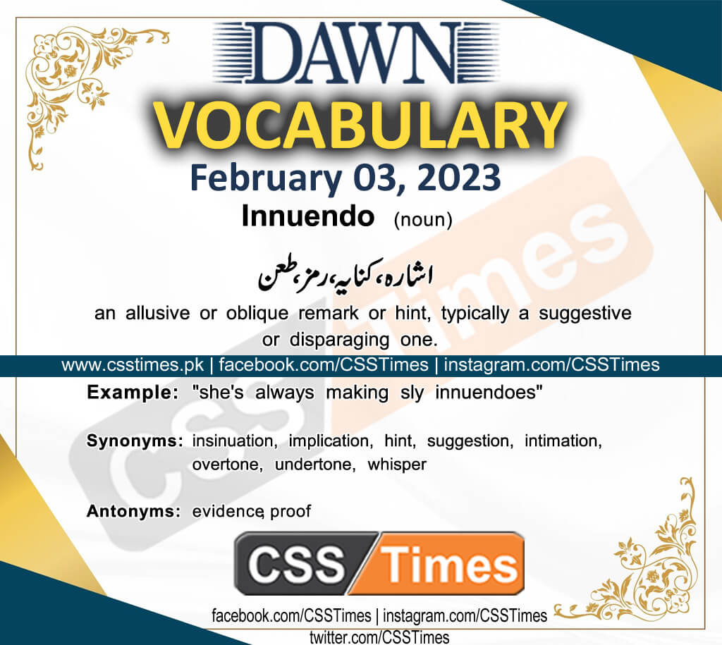 Daily DAWN News Vocabulary with Urdu Meaning (03 February 2023)
