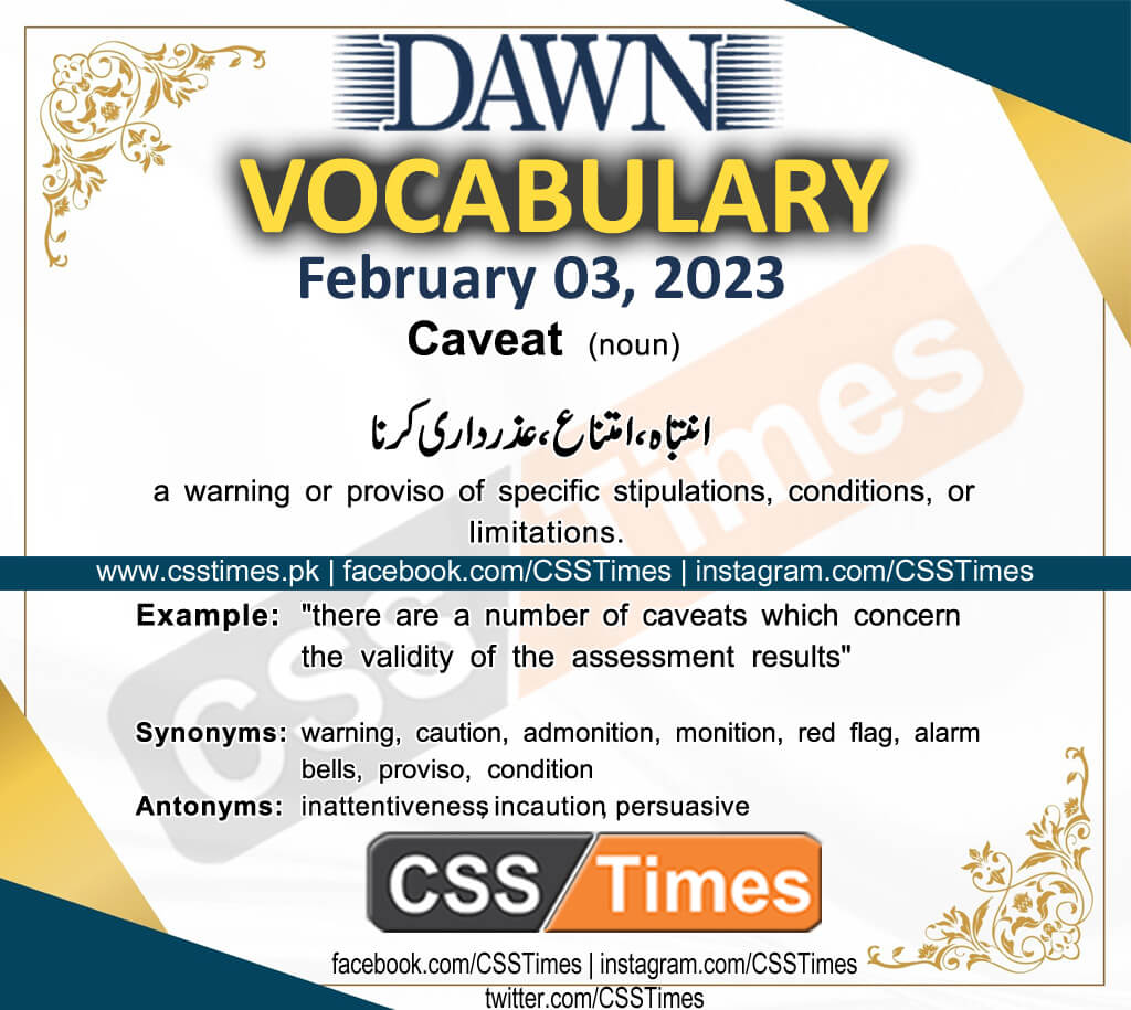 Daily DAWN News Vocabulary with Urdu Meaning (03 February 2023)