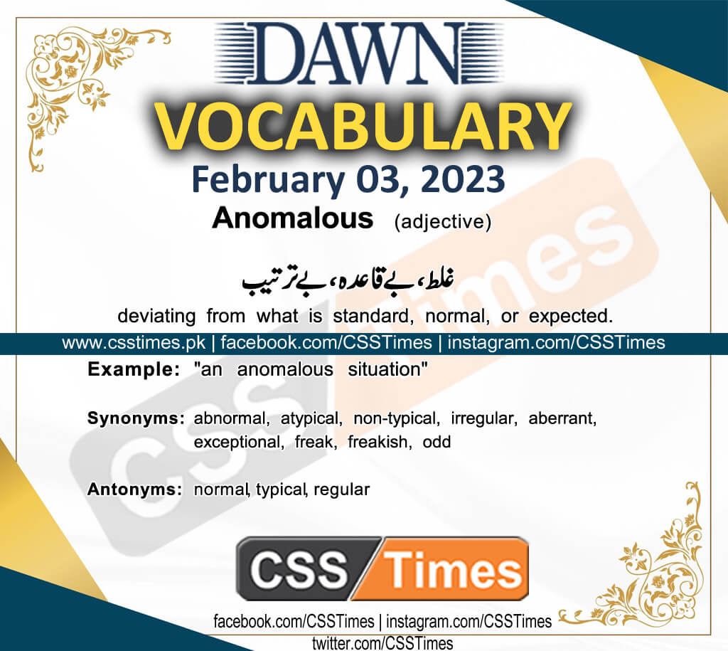 Daily DAWN News Vocabulary with Urdu Meaning (03 February 2023)