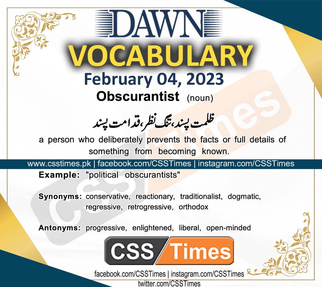 Daily DAWN News Vocabulary with Urdu Meaning (04 February 2023)