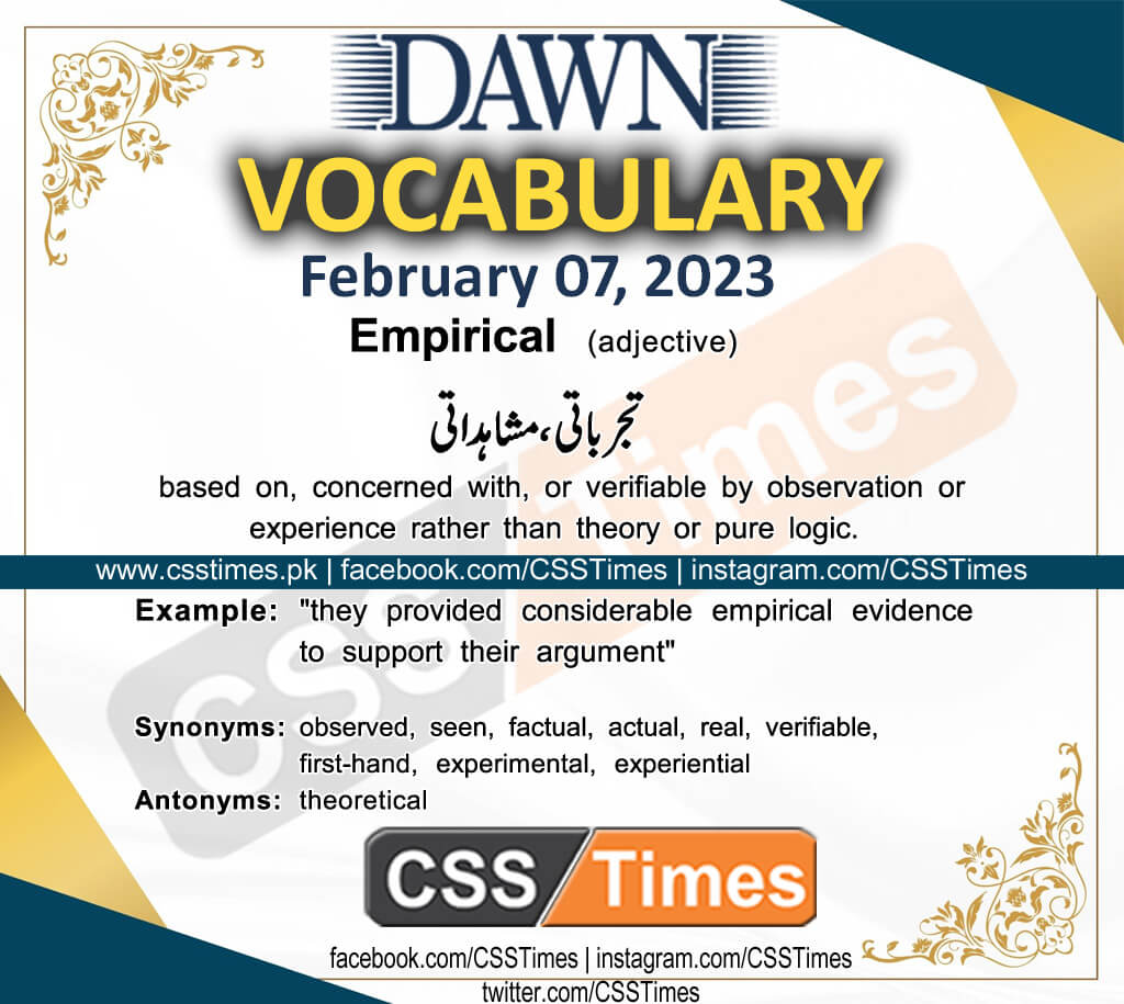 Daily DAWN News Vocabulary with Urdu Meaning (07 February 2023)