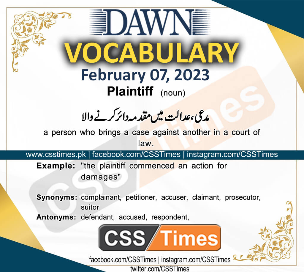 Daily DAWN News Vocabulary with Urdu Meaning (07 February 2023)