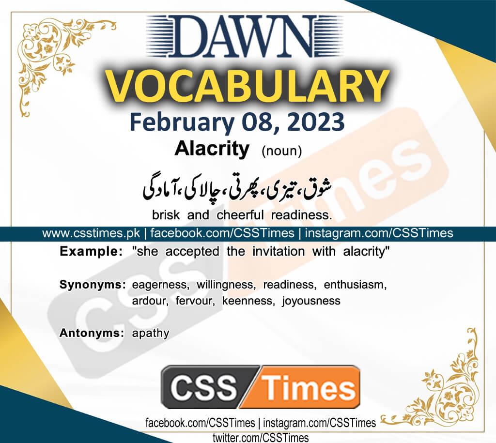 Daily DAWN News Vocabulary with Urdu Meaning (08 February 2023)