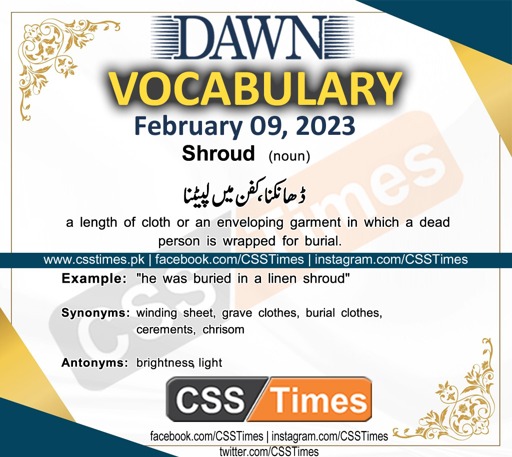 Daily DAWN News Vocabulary with Urdu Meaning (09 February 2023)