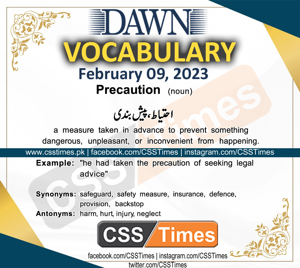 Daily DAWN News Vocabulary with Urdu Meaning (09 February 2023)