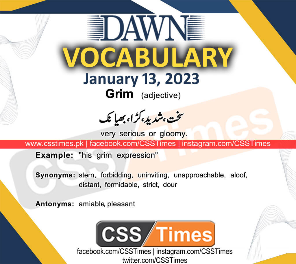 Daily DAWN News Vocabulary with Urdu Meaning (13 January 2023)