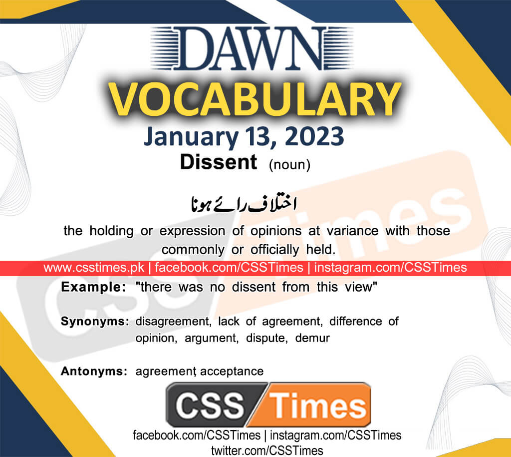 Daily DAWN News Vocabulary with Urdu Meaning (13 January 2023)