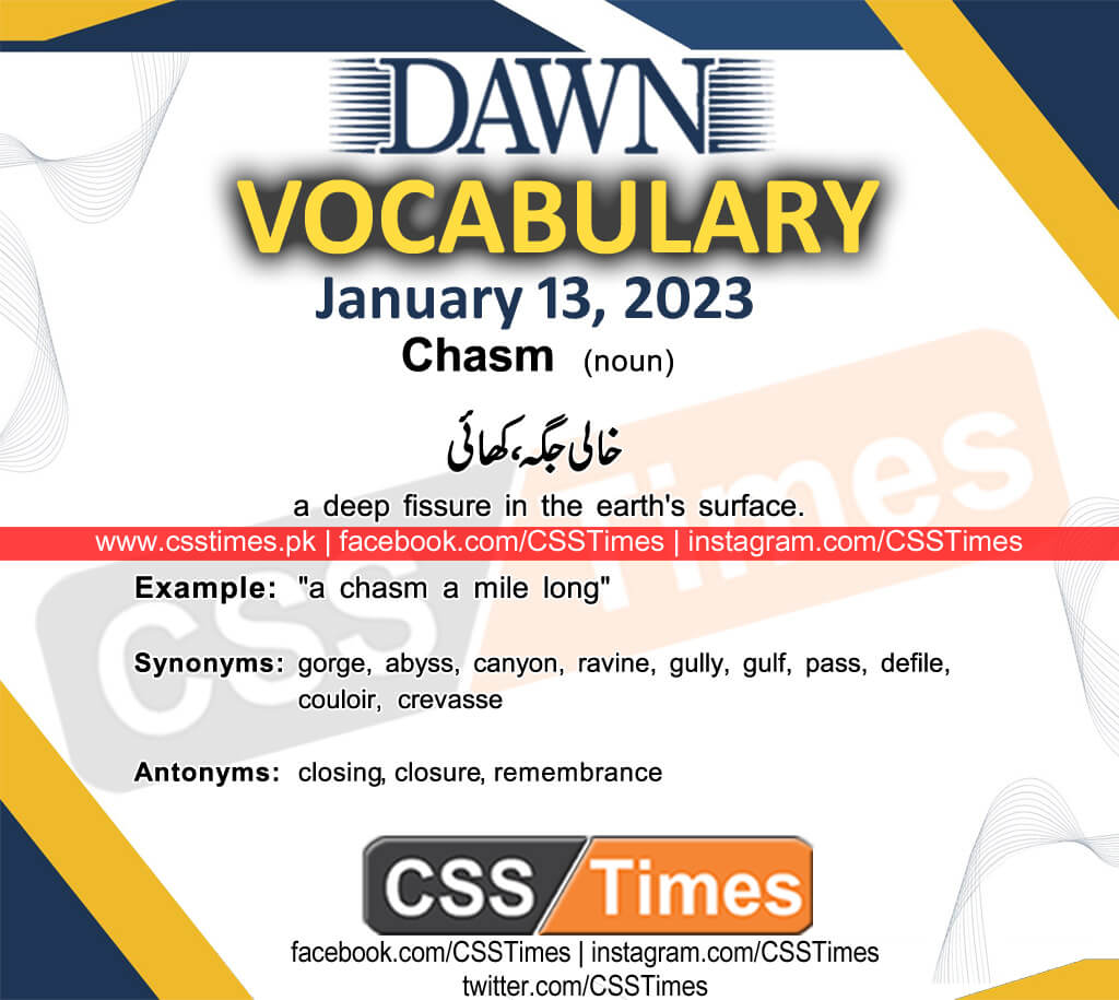 Daily DAWN News Vocabulary with Urdu Meaning (13 January 2023)
