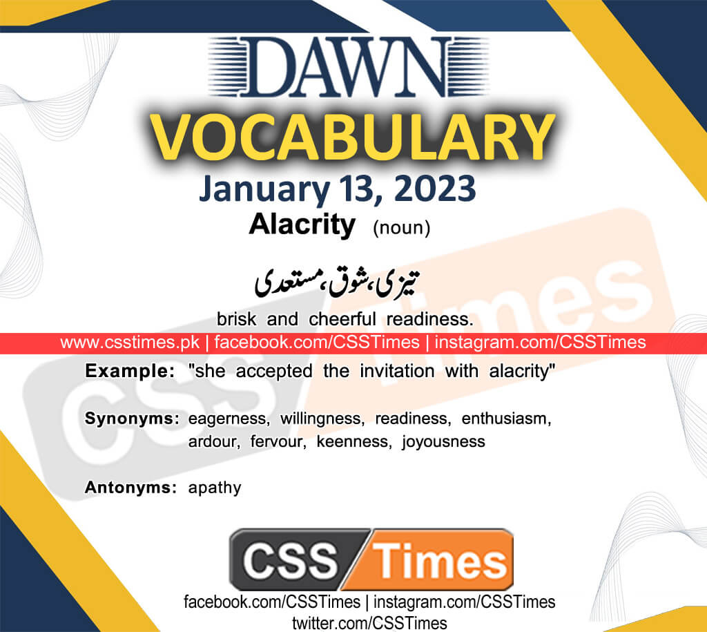 Daily DAWN News Vocabulary with Urdu Meaning (13 January 2023)