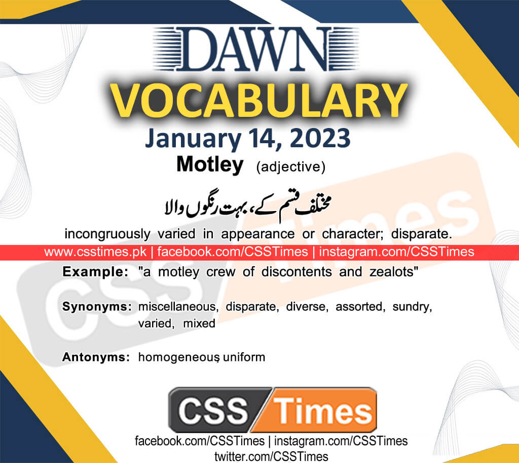 Daily DAWN News Vocabulary with Urdu Meaning (14 January 2023)